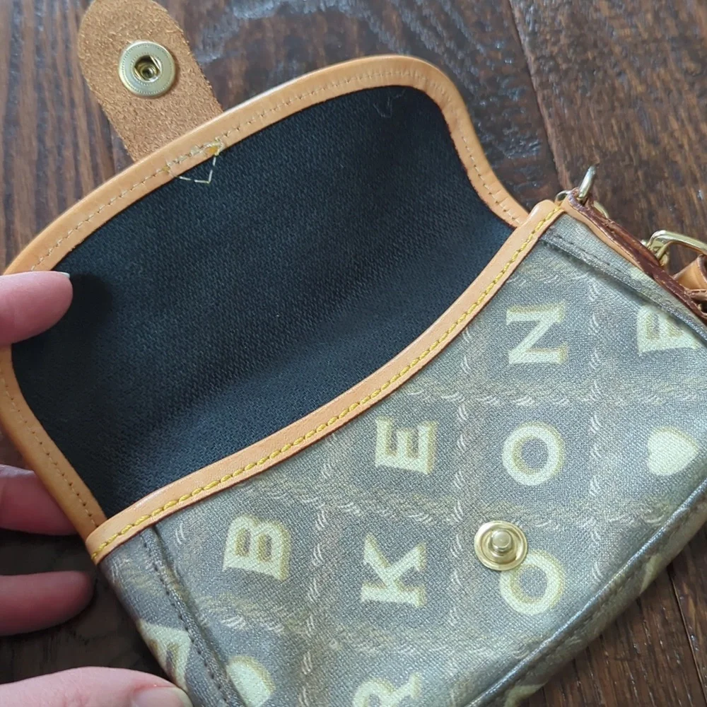 DOONEY & BOURKE I Coasted Canvas & Leather Logo Monogram Print Tiny Wristlet